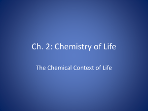 Ch. 2: Chemistry of Life