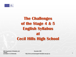 The Challenges of the Stage 4 & 5 English Syllabus at Cecil Hills