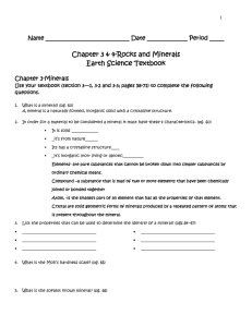 Chapter 3 & 4-Rocks and Minerals Earth Science Textbook Chapter