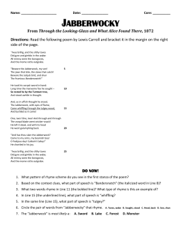 Collection of Jabberwocky Worksheet - Bluegreenish