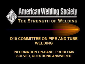 d10 committee on pipe and tube welding information on