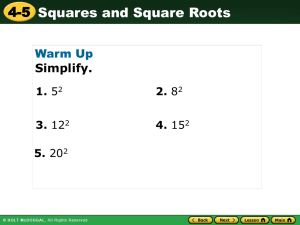 Power point for squares and square roots