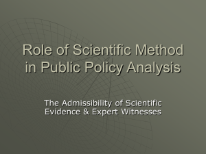 Role of Scientific Method in Public Policy Analysis