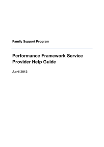FSP Performance Framework Service Provider Help Guide April 13