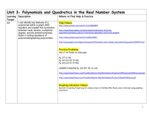 Unit 3- Polynomials and Quadratics in the Real Number System