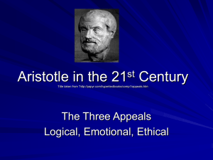 Logical, emotional, ethical appeals