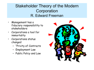 Stakeholder Theory of the Modern Corporation R. Edward Freeman