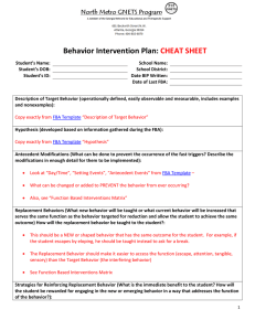 Behavior Intervention Plan: CHEAT SHEET