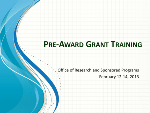 CSU-Pueblo Pre-Award Grant Training February 2013