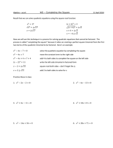 WS - Completing the Square
