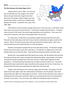Name: The War Between the States Begins Part 1