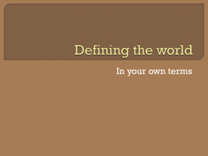Defining the world