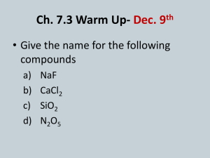 Ch. 7.3 Acids, Salts, & Oxidation Numbers