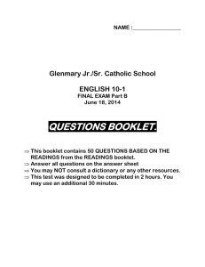 10-1 Final exam questions Glenmary Jan 14