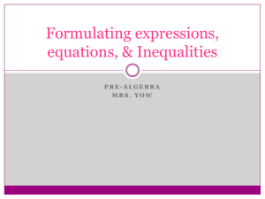 Formulating expressions, equations, & Inequalities