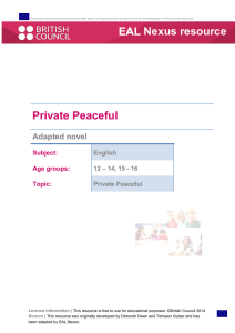Private Peaceful adapted novel  - EAL Nexus