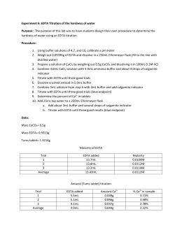 hardness edta titration water lab experiment data