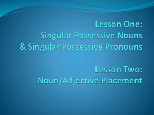 Possessive Nouns, Adjectives and