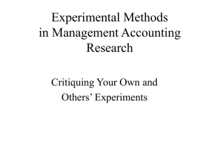 Experimental Methods in Management Accounting Research