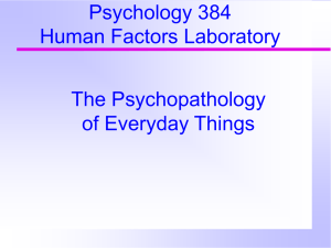 Psychology 384 Human Factors Laboratory