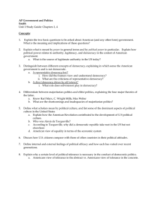 AP Government and Politics Smith Unit 1 Study Guide: Chapters 1, 4