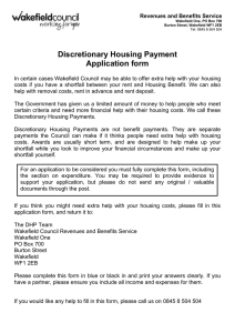 Discretionary Housing Payment application form