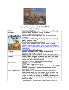Literacy Classroom News – Week of Oct 12