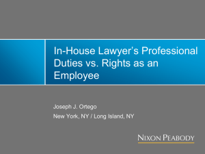 In-House Lawyer's Professional Duties vs. Rights as an