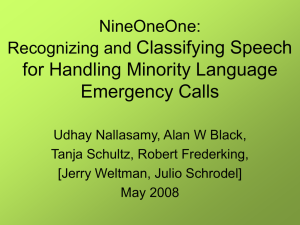 NineOneOne: Recognizing and Classifying Speech for Handling