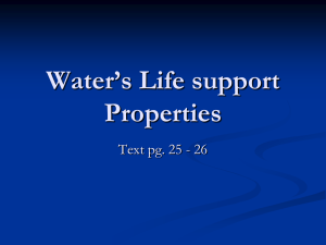 Water's Life support Properties