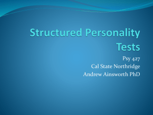 Structured Personality Tests - California State University, Northridge