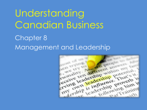 Chapter 8 - Management & Leadership