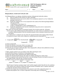 MYP 10 Chemistry 2013-14 Organic Chemistry Worksheet 2