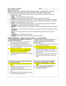 Unit 3 “Stories of Change” Name Reading Study Guide RL.6.5
