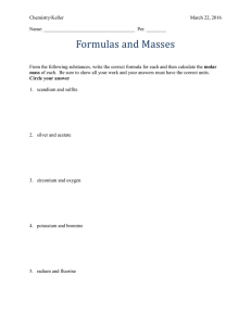 Formulas and Molar Masses v2011