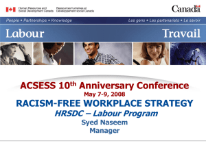 RACISM-FREE WORKPLACE STRATEGY HRSDC
