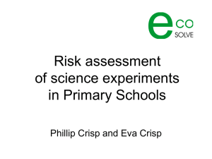 Risk assessment of science experiments in Primary Schools