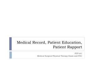 Medical Record, Patient Education, Patient Rapport