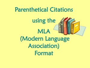 (Modern Language Association) Format Parenthetical Citations