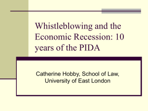 Whistleblowing and the Economic Recession: 10 years of the PIDA