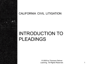 Chapter 7 - Introduction to Pleadings - Delmar