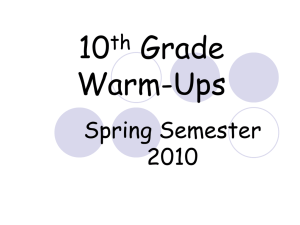 10th Grade Warm-Ups