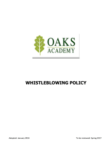 Whistleblowing Policy January 2016