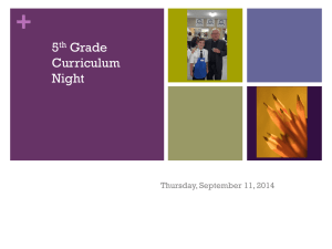 5th Grade Curriculum Night - Our Lady of Guadalupe Catholic School