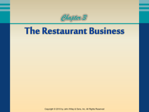 chapter 3 * the restaurant business