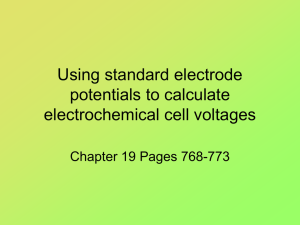 Using standard electrode potentials to calculate electrochemical cell