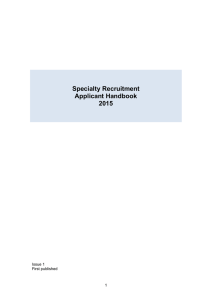Specialty Recruitment Applicant Handbook 2015
