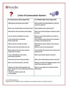 2 Sets of Conversation Starters For Elementary School Aged Kids