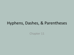Hyphens, Dashes, & Paretheses