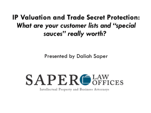 September Saper Law Seminar: IP Valuation and Trade Secret